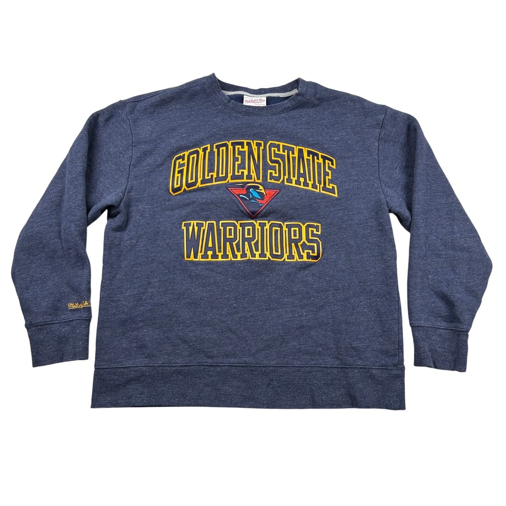 Mitchell & Ness Golden State Warriors Sweatshirt Mens L Blue NBA HWC Pullover